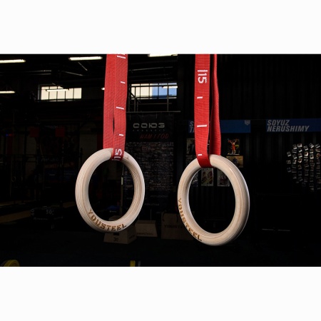 Купить Кольца гимнастические 32 мм красные стропы в Сертолове 